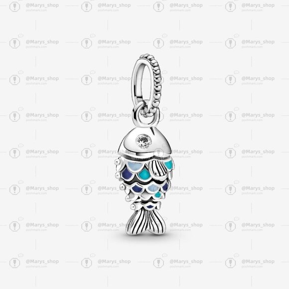 Pandora Blue Scaled Fish Dangle Charm - Picture 1 of 2